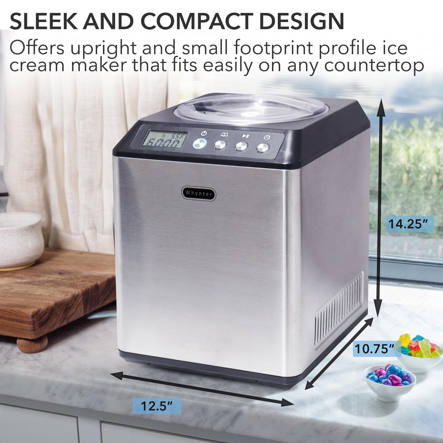 Whynter ICM-201SB Upright Automatic Ice Cream Maker with Built-in Compressor