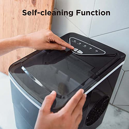 Silonn Ice Maker Countertop, 9 Cubes Ready in 6 Mins Self-Cleaning Ice Machine with Ice Scoop and Basket