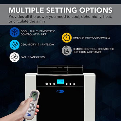 Whynter ARC-14S 14,000 BTU (9,500 SACC) Dual Hose Portable Air Conditioner with Dehumidifier