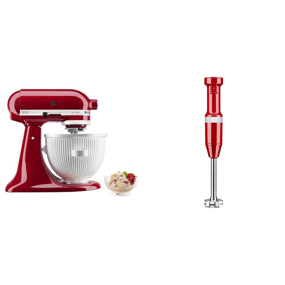 KitchenAid Ice Cream Maker Attachment Stand Mixer, 2 Quart, White & Variable Speed