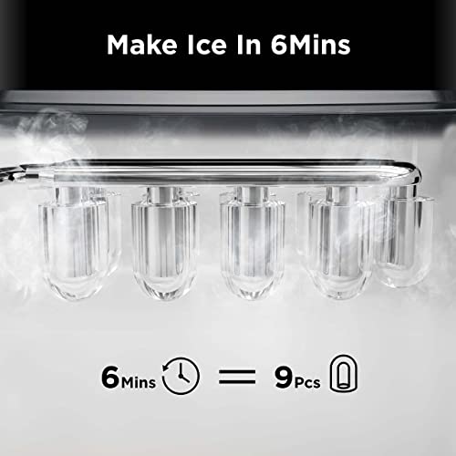 Silonn Ice Maker Countertop, 9 Cubes Ready in 6 Mins Self-Cleaning Ice Machine with Ice Scoop and Basket