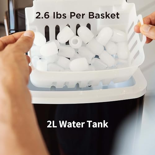 Silonn Ice Maker Countertop, 9 Cubes Ready in 6 Mins Self-Cleaning Ice Machine with Ice Scoop and Basket