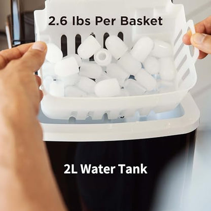 Silonn Ice Maker Countertop, 9 Cubes Ready in 6 Mins Self-Cleaning Ice Machine with Ice Scoop and Basket