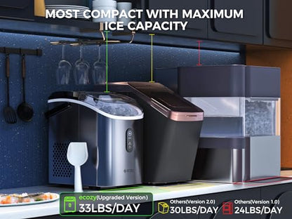 ecozy Nugget Ice Maker Countertop - Chewable Pellet Ice Cubes