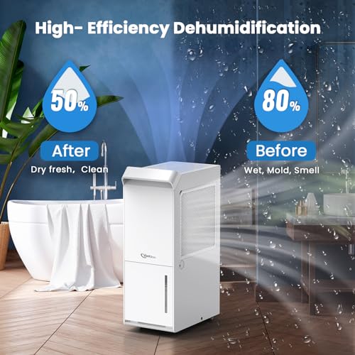 Vellgoo 4,500 Sq.Ft Energy Star Dehumidifier for Basement with Drain Hose