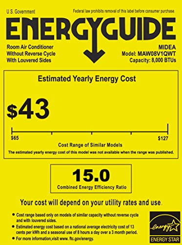 Midea 8,000 BTU U-Shaped Smart Inverter Air Conditioner –Cools up to 350 Sq. Ft