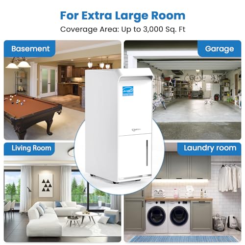 Vellgoo 4,500 Sq.Ft Energy Star Dehumidifier for Basement with Drain Hose