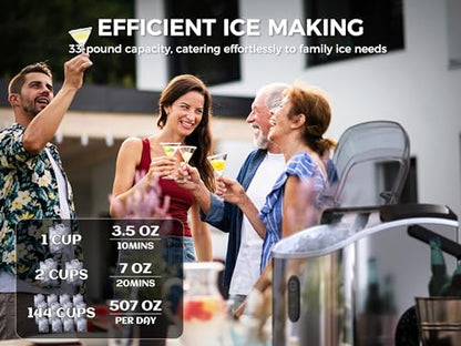 ecozy Nugget Ice Maker Countertop - Chewable Pellet Ice Cubes