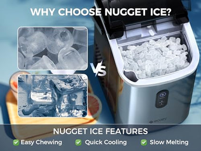 ecozy Nugget Ice Maker Countertop - Chewable Pellet Ice Cubes