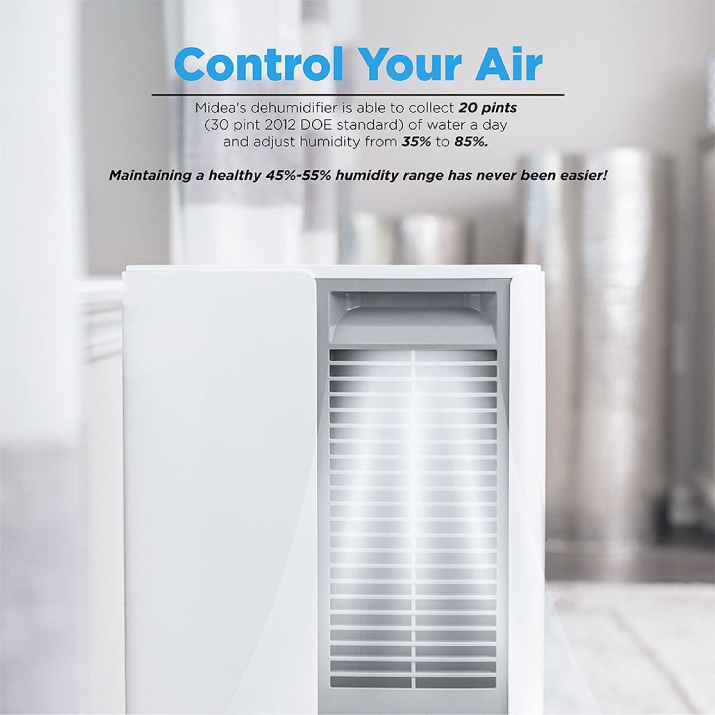 Midea 1,500 Sq. Ft. Energy Star Certified Dehumidifier With Reusable Air Filter 22 Pint