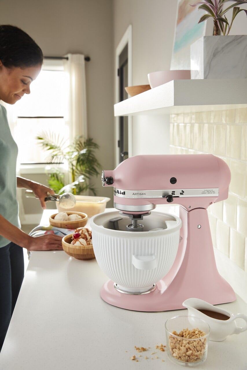 KitchenAid Ice Cream Maker Attachment Stand Mixer, 2 Quart, White & Variable Speed