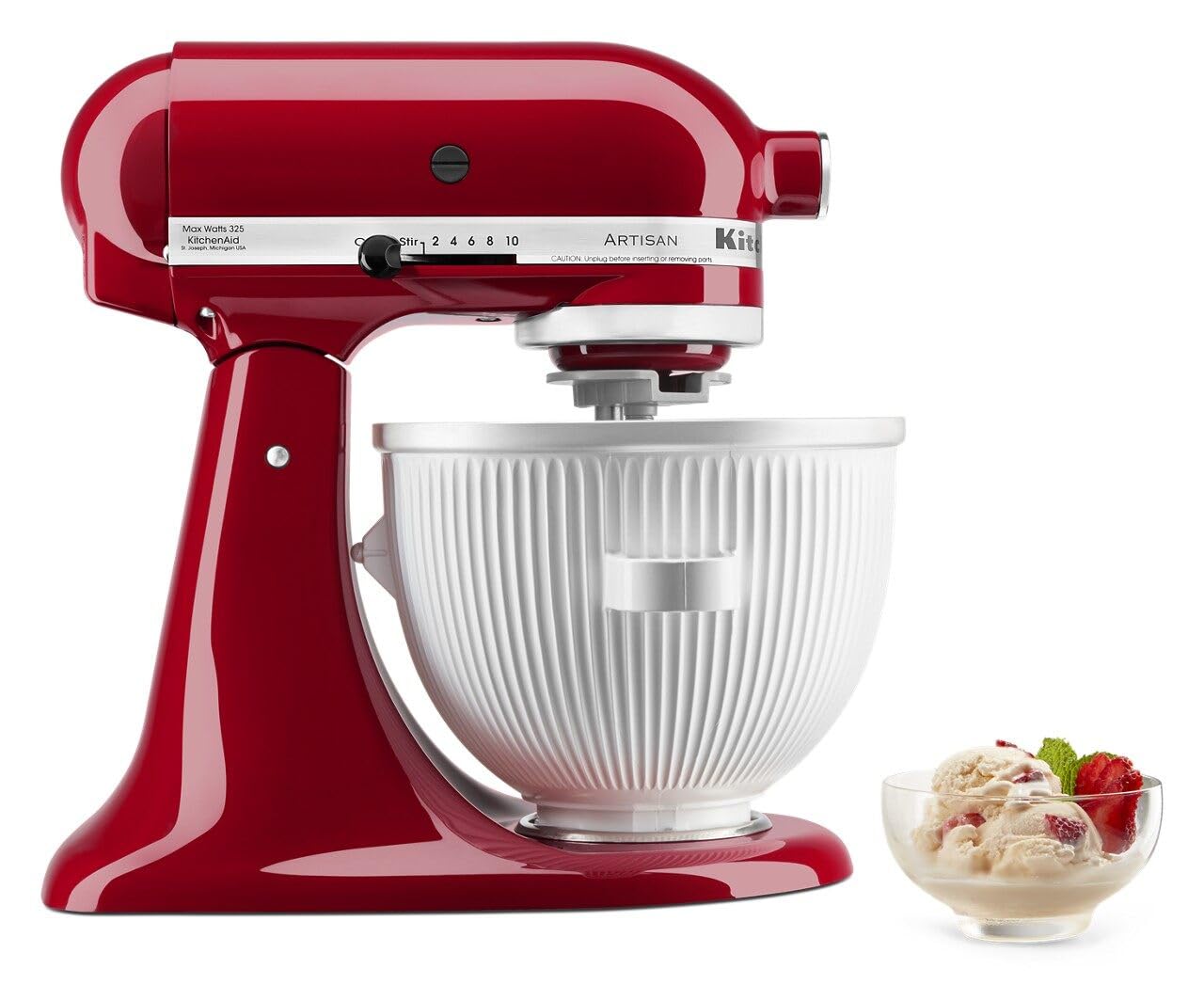 KitchenAid Ice Cream Maker Attachment Stand Mixer, 2 Quart, White & Variable Speed