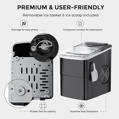 Ice Makers Countertop, Self-Cleaning Function, Portable Electric Ice Cube Maker Machine