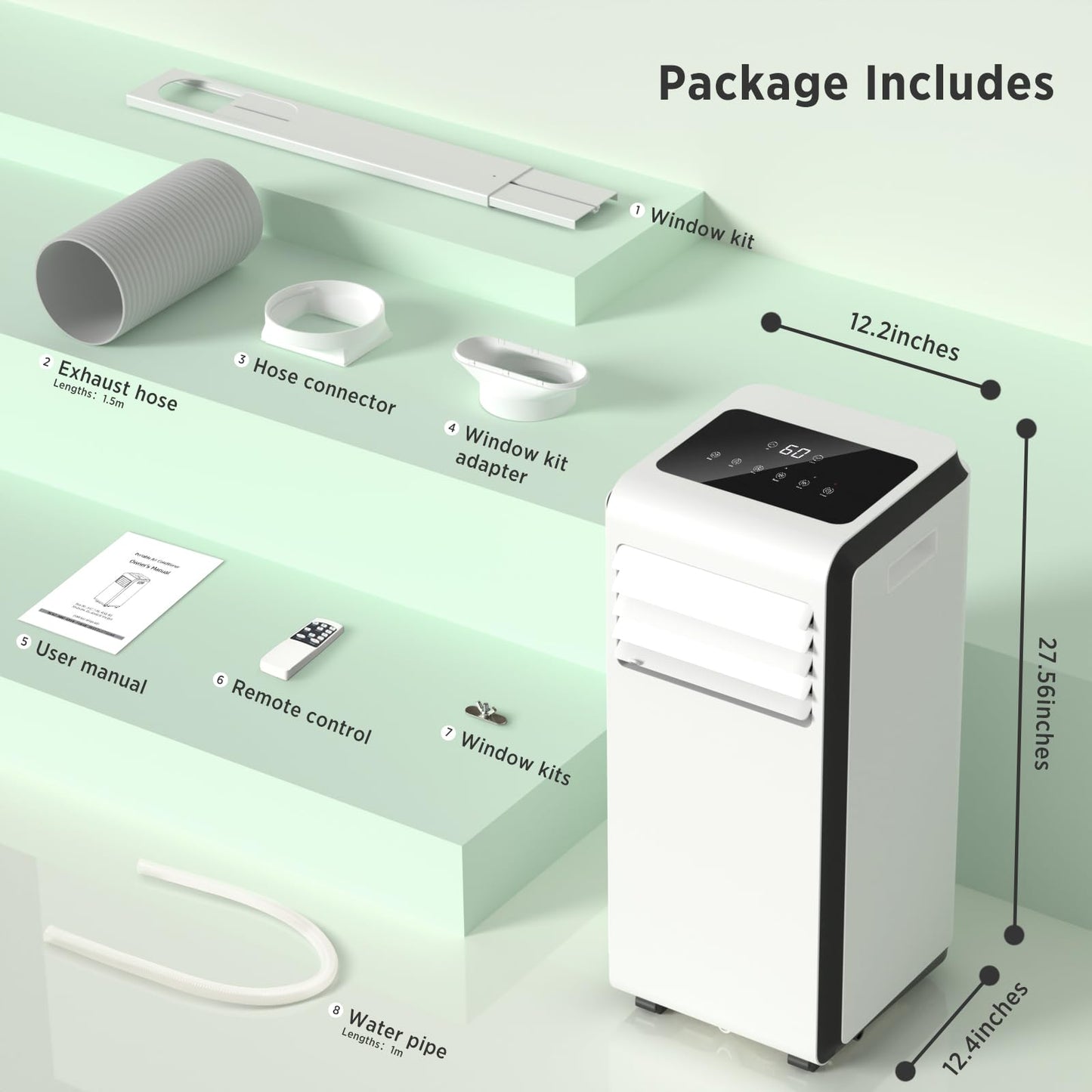 ZAFRO 8,000 BTU Portable Air Conditioners Cool Room Up to 350 Sq.Ft