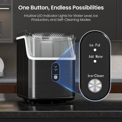 Kismile Nugget Ice Makers Countertop,Portable Ice Maker Machine with Crushed Ice
