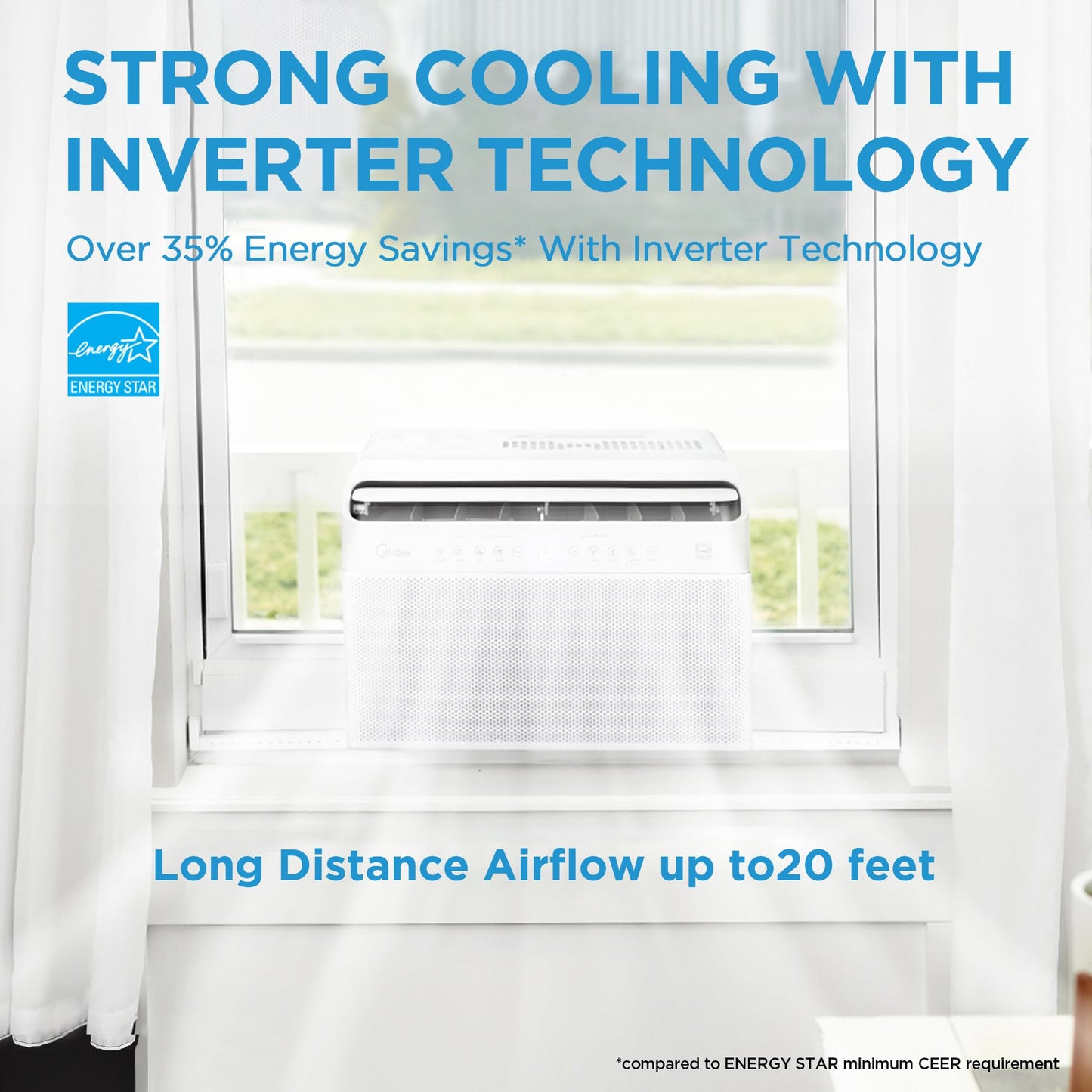 Midea 8,000 BTU U-Shaped Smart Inverter Air Conditioner –Cools up to 350 Sq. Ft