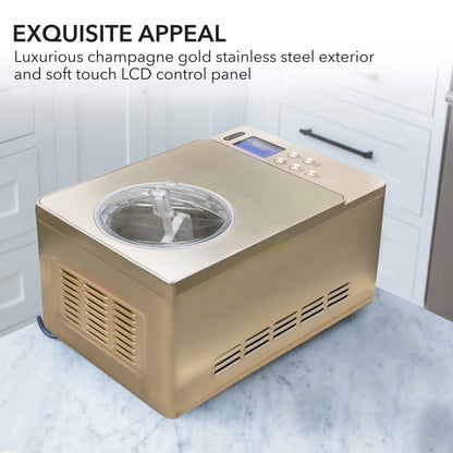 Whynter ICM-220CGY Automatic Ice Cream Maker 2 Quart Capacity Stainless Steel Bowl