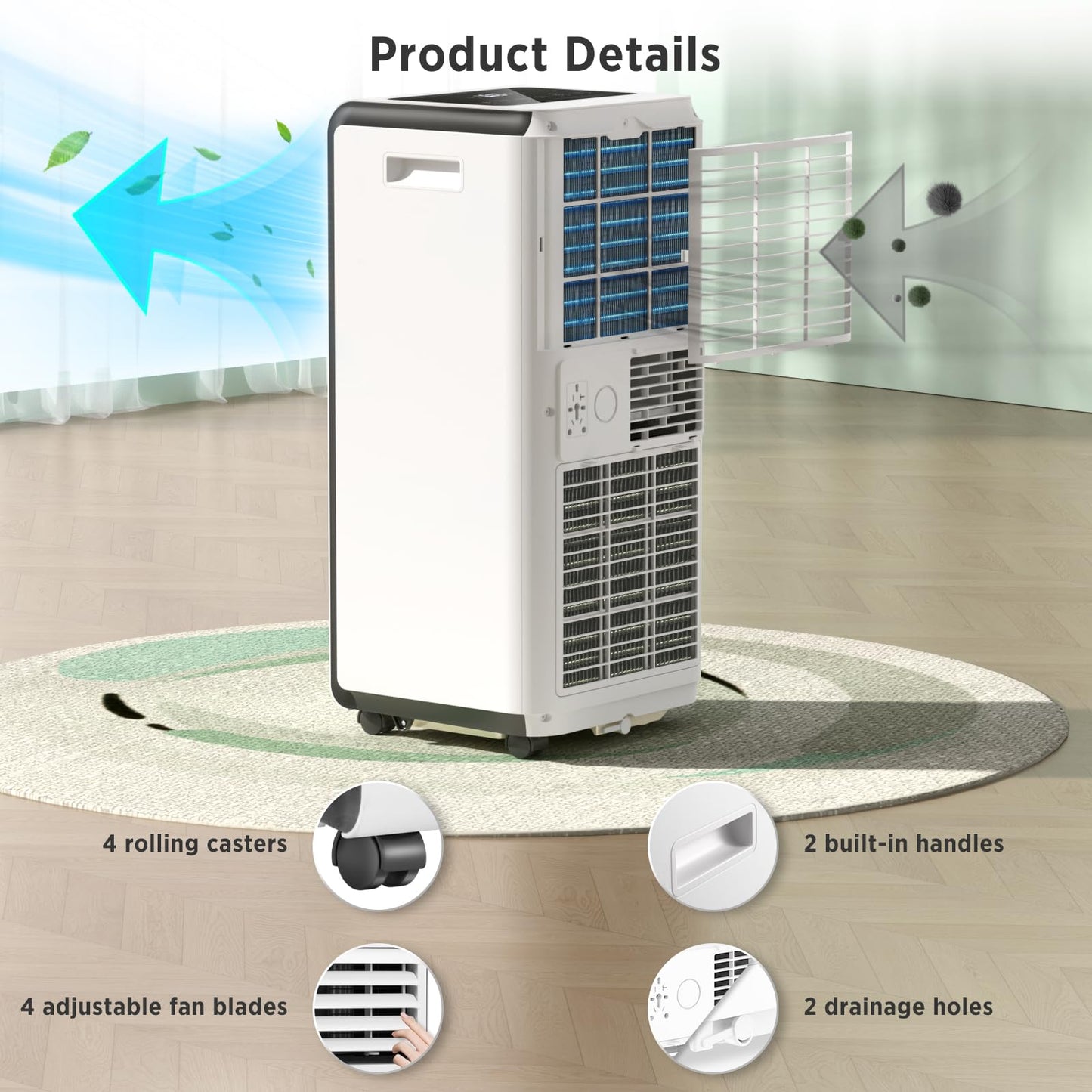 ZAFRO 8,000 BTU Portable Air Conditioners Cool Room Up to 350 Sq.Ft