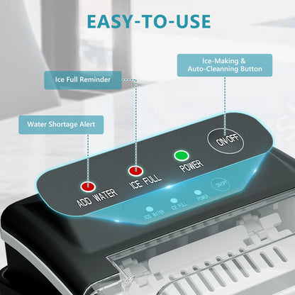 EUHOMY Countertop Ice Maker Machine with Handle