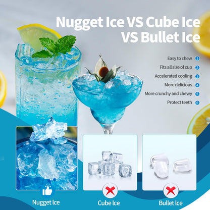 Nugget Countertop Ice Maker with Soft Chewable Ice Pebble Portable Ice Machine with Ice Scoop