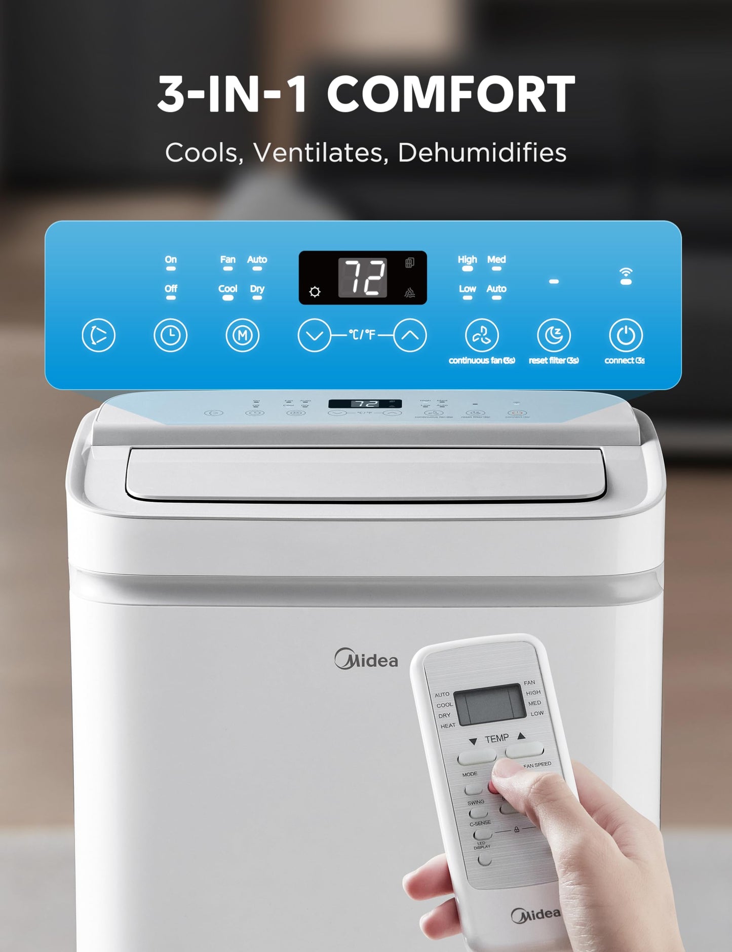 Midea 14,000 BTU ASHRAE (10,000 BTU SACC) Portable Air Conditioner, Cools up to 375 Sq. Ft