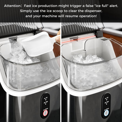 Kismile Nugget Ice Makers Countertop,Portable Ice Maker Machine with Crushed Ice