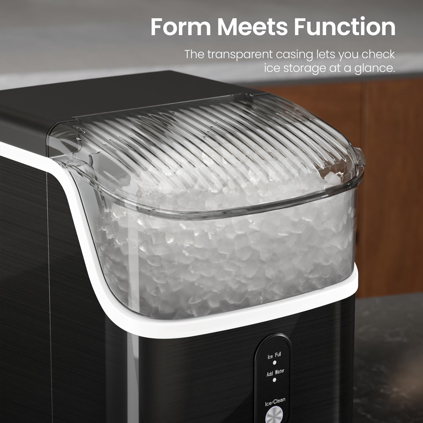 Kismile Nugget Ice Makers Countertop,Portable Ice Maker Machine with Crushed Ice