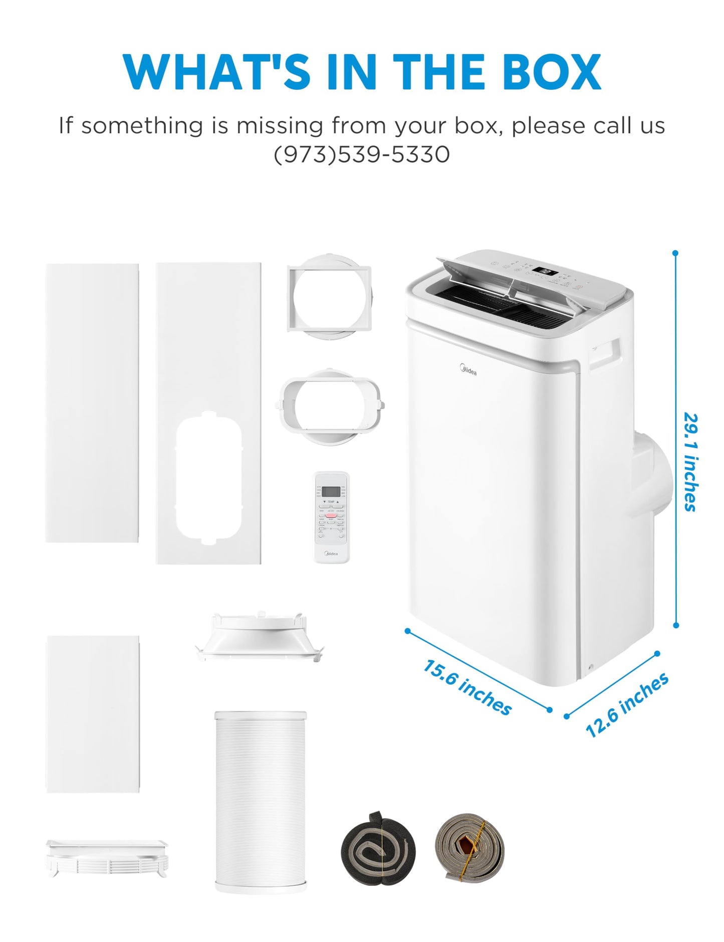 Midea 14,000 BTU ASHRAE (10,000 BTU SACC) Portable Air Conditioner, Cools up to 375 Sq. Ft