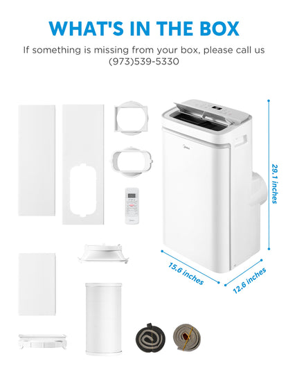 Midea 14,000 BTU ASHRAE (10,000 BTU SACC) Portable Air Conditioner, Cools up to 375 Sq. Ft