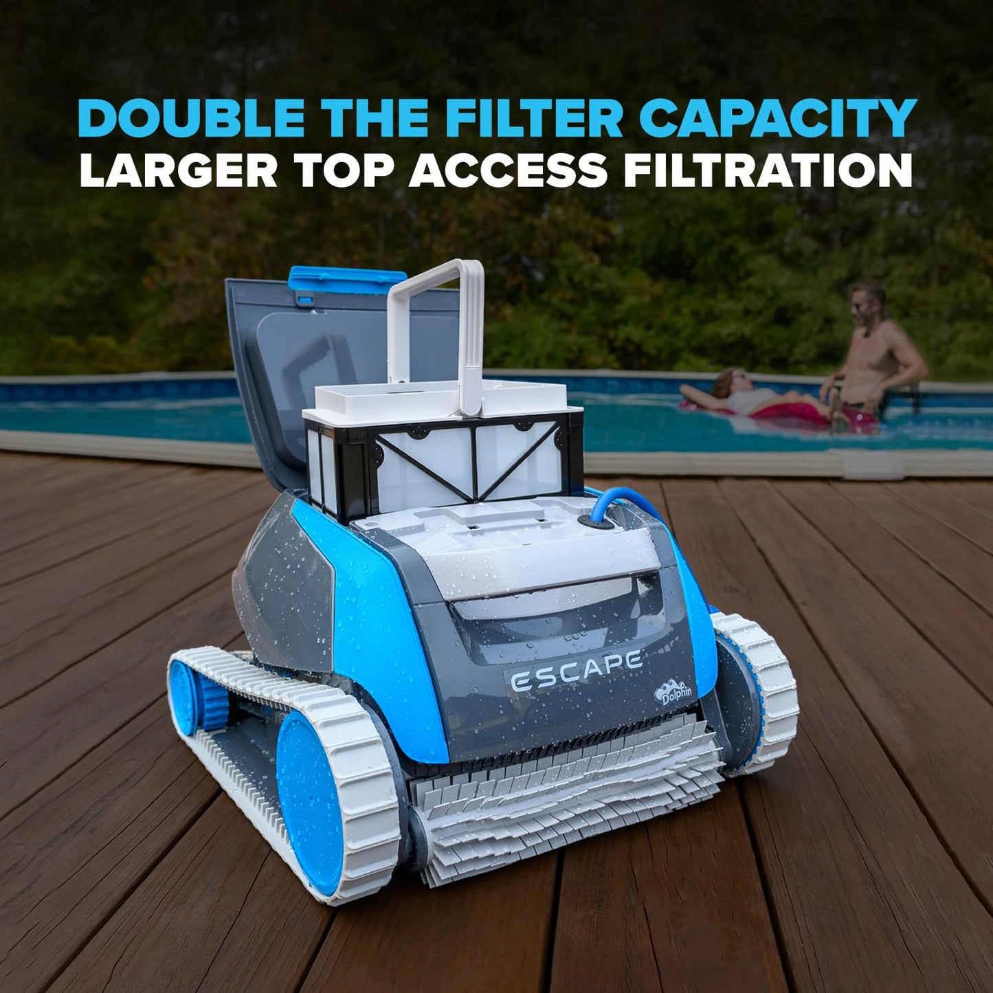 Dolphin Escape Robotic Pool Cleaner 2024 Model Massive Top-Loading Filter, Dual Motors