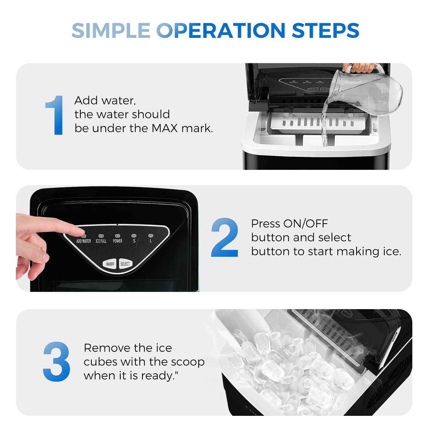Ice Makers Countertop, Self-Cleaning Function, Portable Electric Ice Cube Maker Machine
