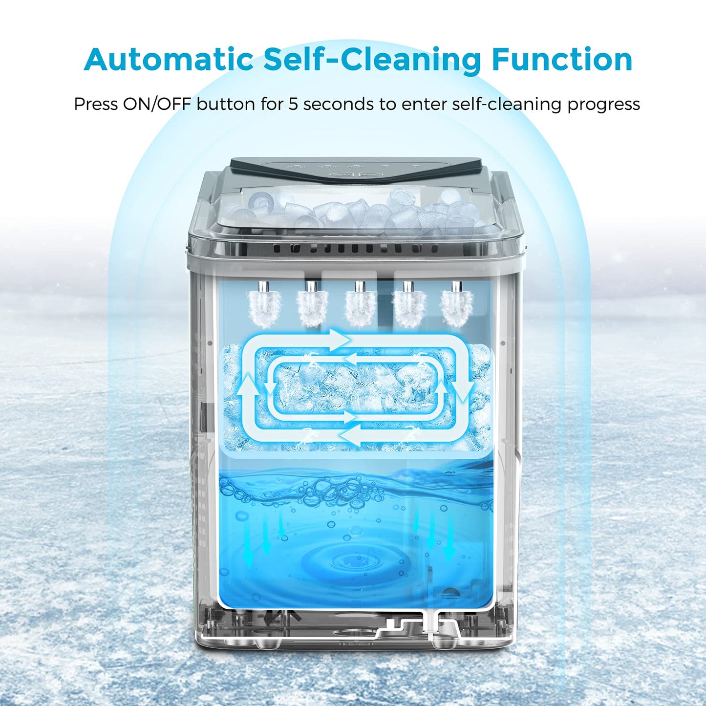 Ice Makers Countertop, Self-Cleaning Function, Portable Electric Ice Cube Maker Machine
