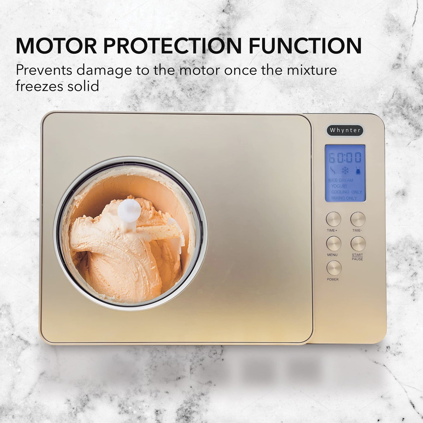 Whynter ICM-220CGY Automatic Ice Cream Maker 2 Quart Capacity Stainless Steel Bowl