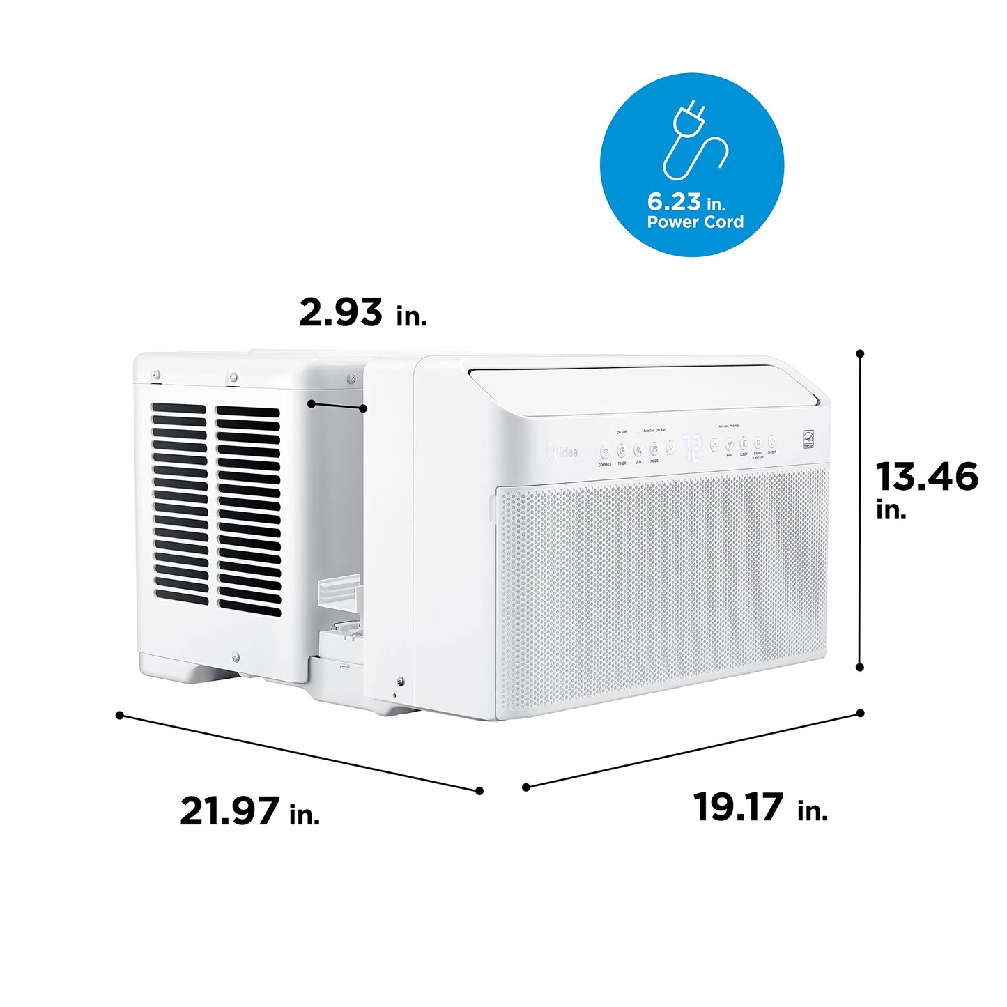 Midea 8,000 BTU U-Shaped Smart Inverter Air Conditioner –Cools up to 350 Sq. Ft