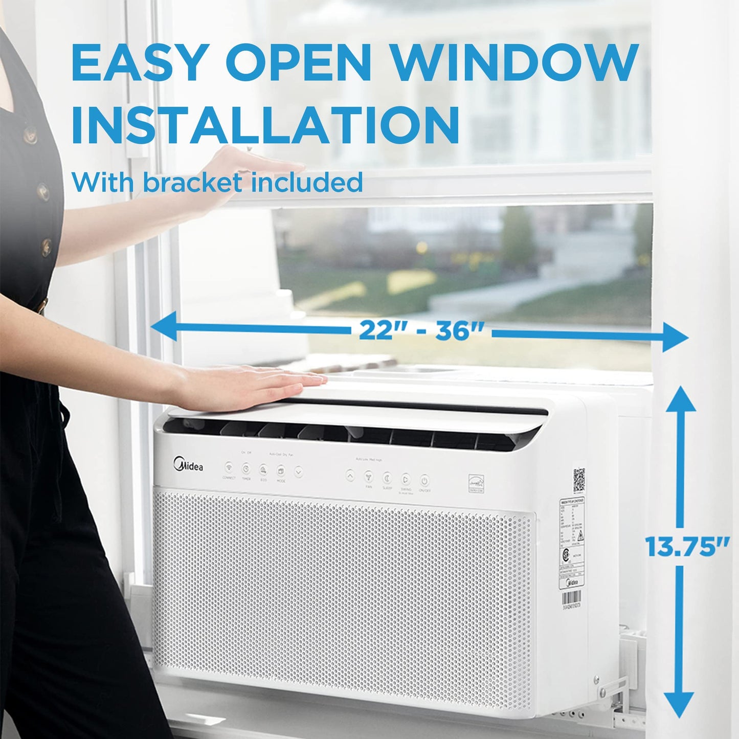 Midea 8,000 BTU U-Shaped Smart Inverter Air Conditioner –Cools up to 350 Sq. Ft