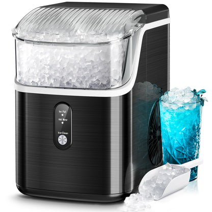 Kismile Nugget Ice Makers Countertop,Portable Ice Maker Machine with Crushed Ice