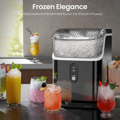 Kismile Nugget Ice Makers Countertop,Portable Ice Maker Machine with Crushed Ice