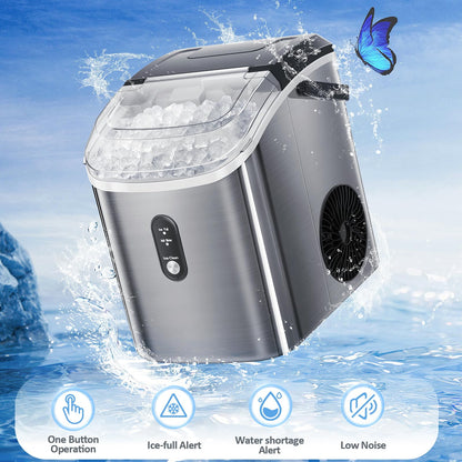Nugget Countertop Ice Maker with Soft Chewable Ice Pebble Portable Ice Machine with Ice Scoop