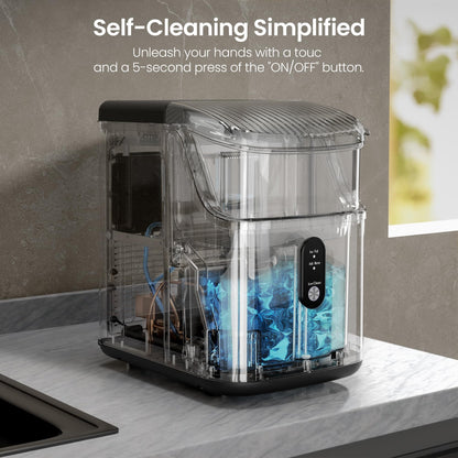 Kismile Nugget Ice Makers Countertop,Portable Ice Maker Machine with Crushed Ice