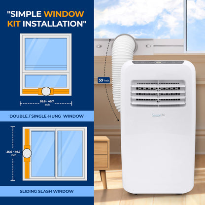 SereneLife SLPAC8 SLPAC 3-in-1 Portable Air Conditioner with Built-in Dehumidifier Function