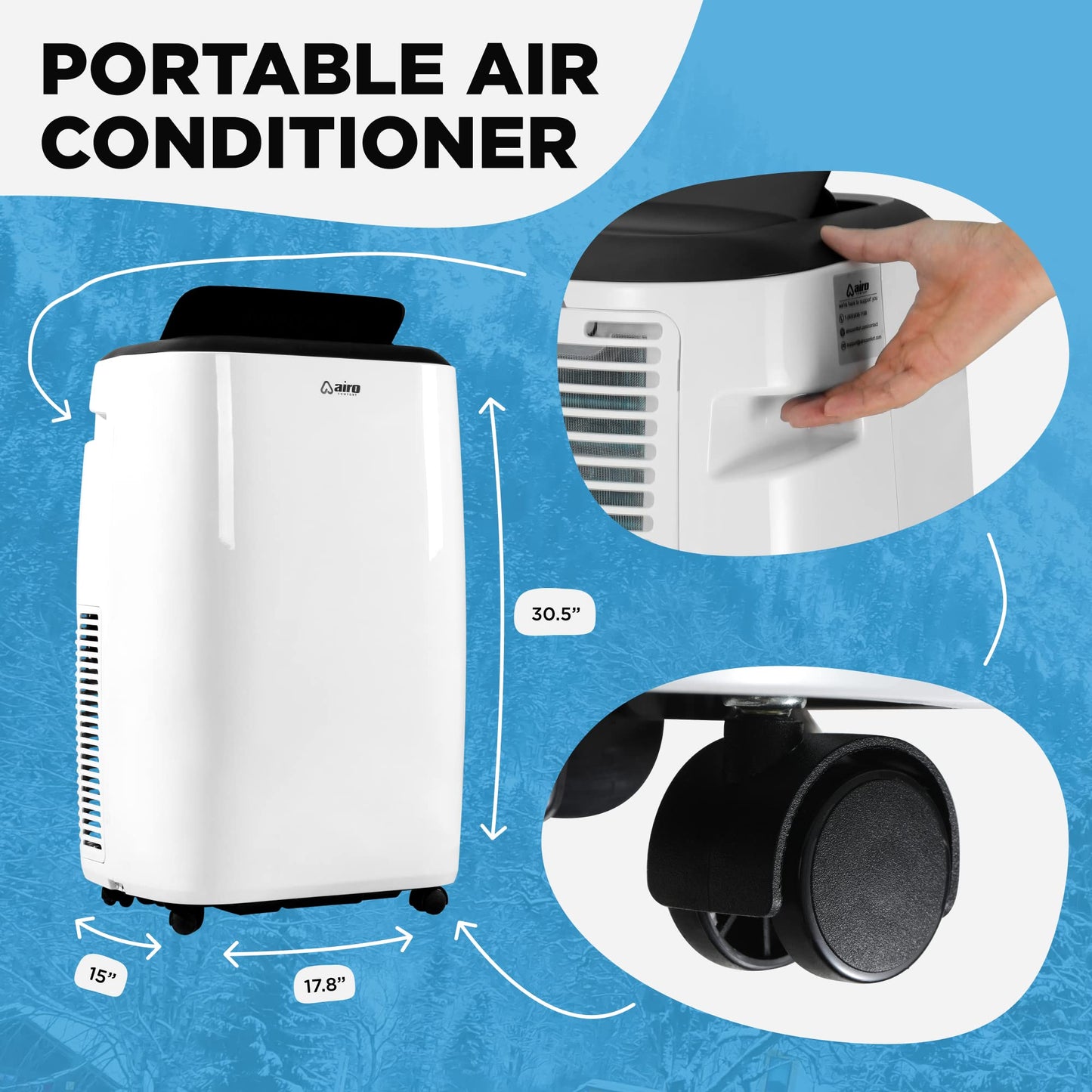 AIRO COMFORT Portable Air Conditioner 14000 BTU for Room 700 sq. ft