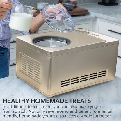 Whynter ICM-220CGY Automatic Ice Cream Maker 2 Quart Capacity Stainless Steel Bowl